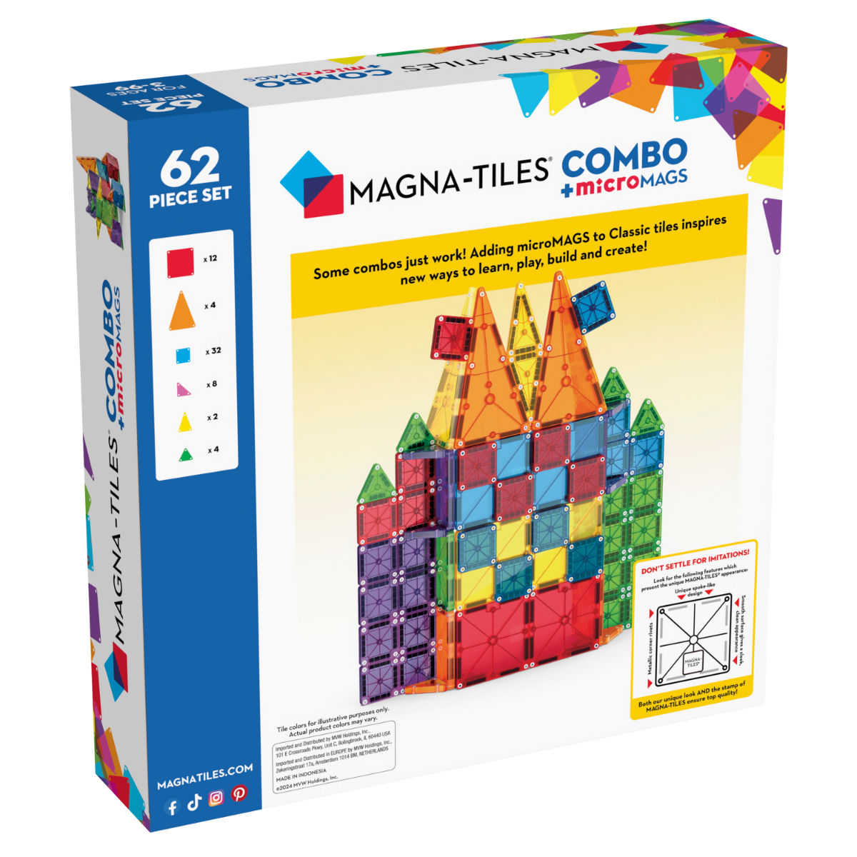Magna-Tiles microMAGS Combo - 62 Pieces