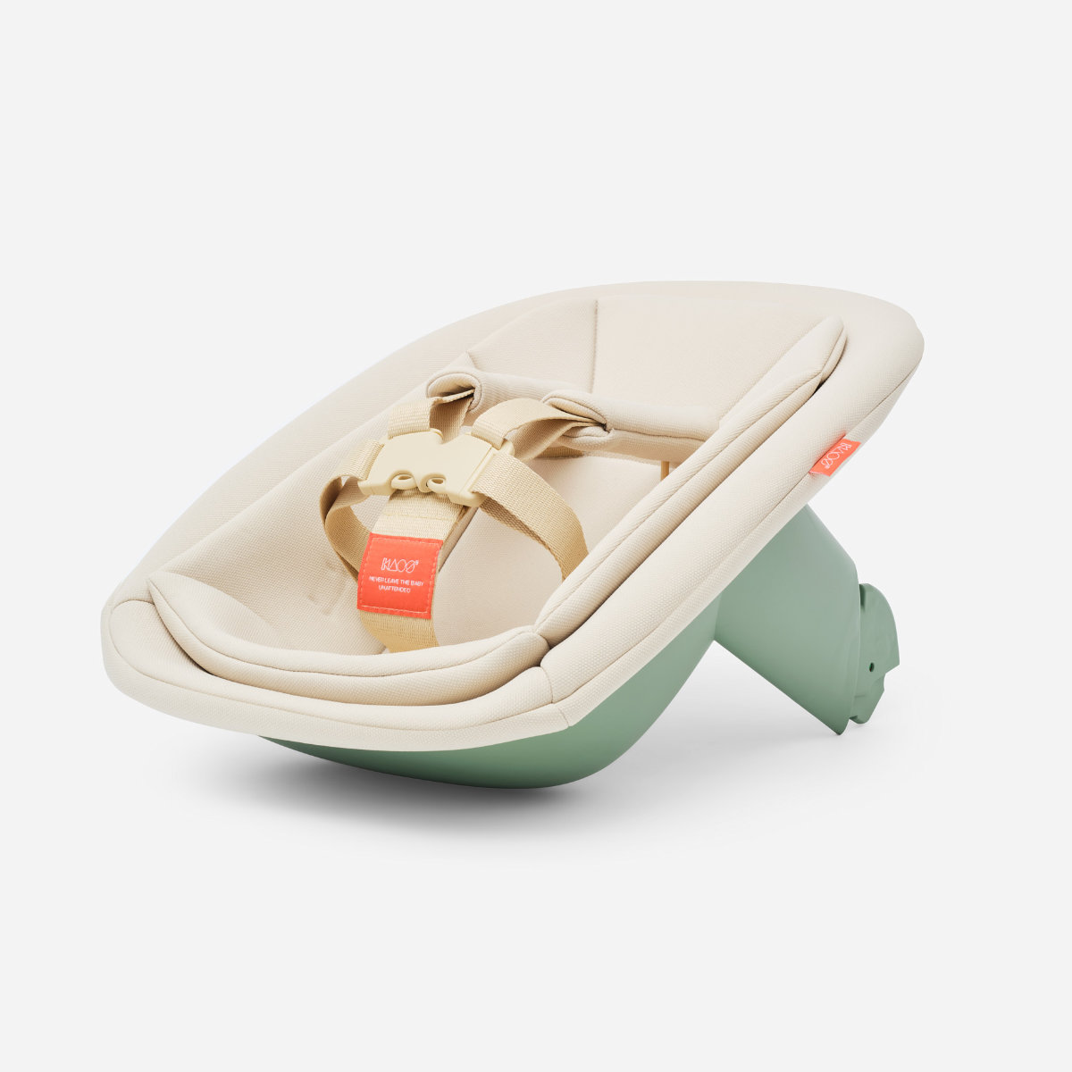 Kaos Babywippe in Beige und Grün - schräge Ansicht