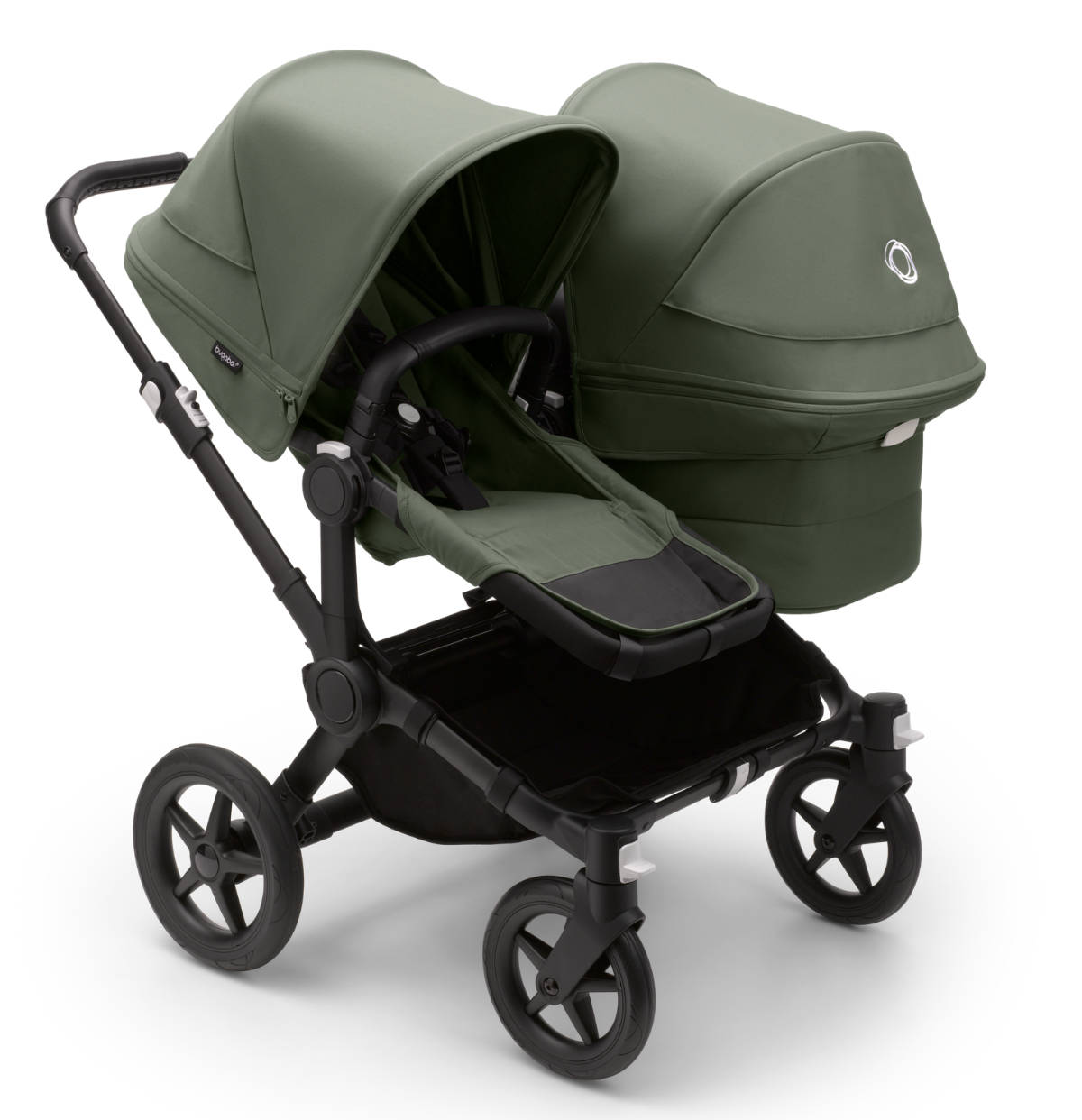 Bugaboo Donkey 5 Duo Geschwisterwagen in Grün - schräge Ansicht