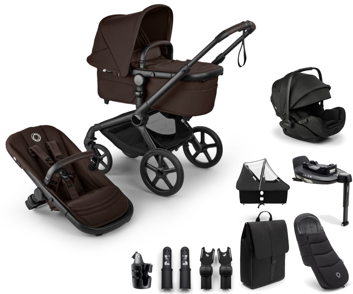 Kinderwagen-Set in Braun - schräge Ansicht
