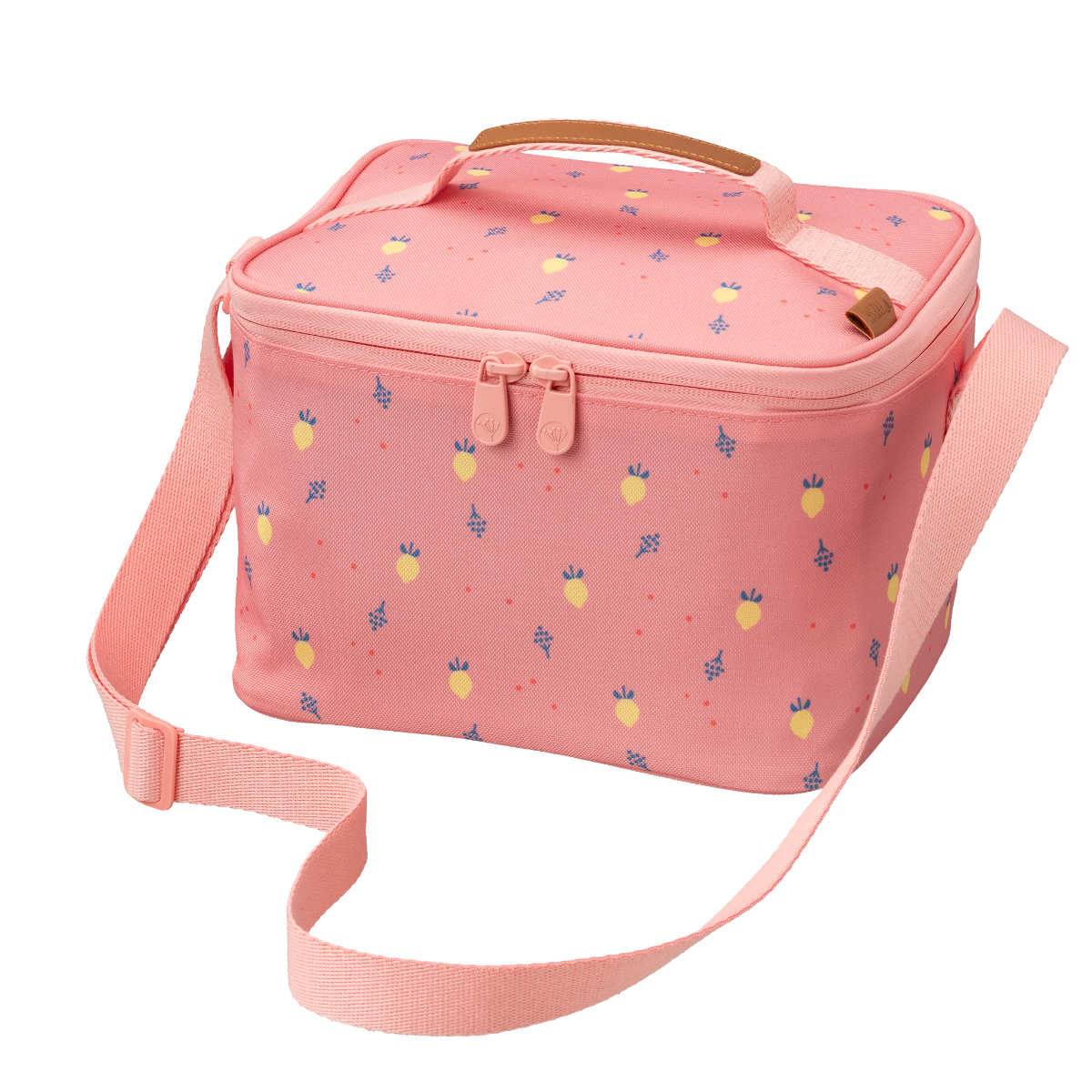 Rosa Kühltasche mit Muster - schräge Ansicht