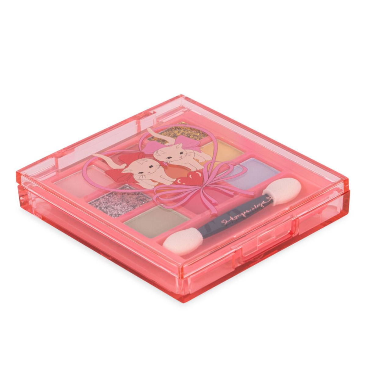 Eyeshadow-Palette mit Katze in Rosa - schräge Ansicht