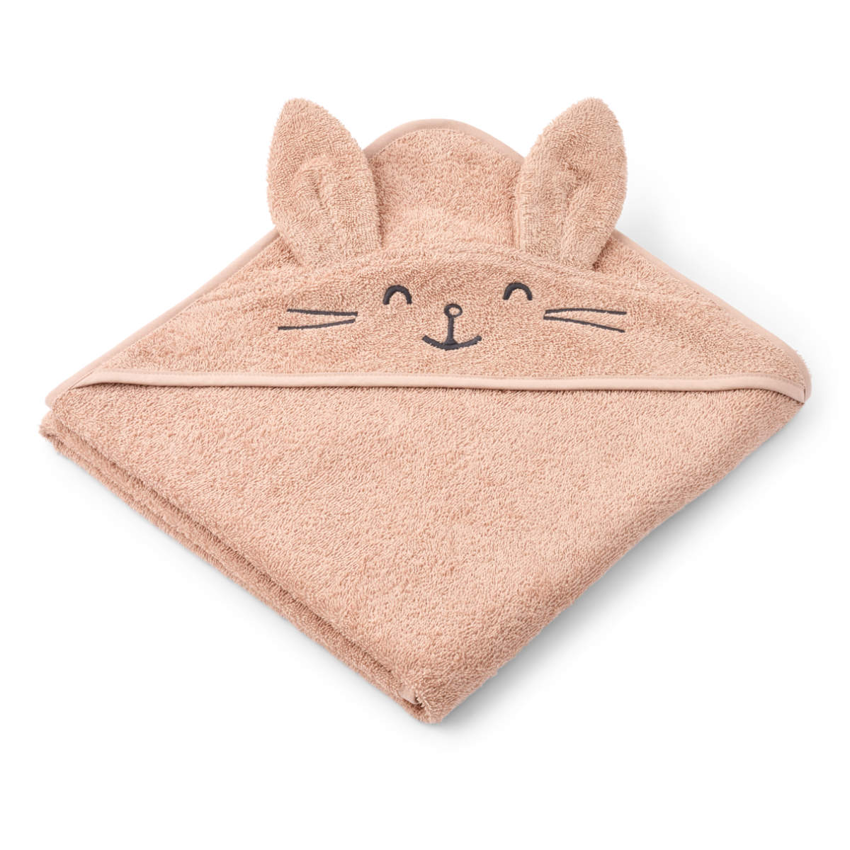 Kapuzentuch für Babys in Beige mit Tiermotiv - Draufsicht