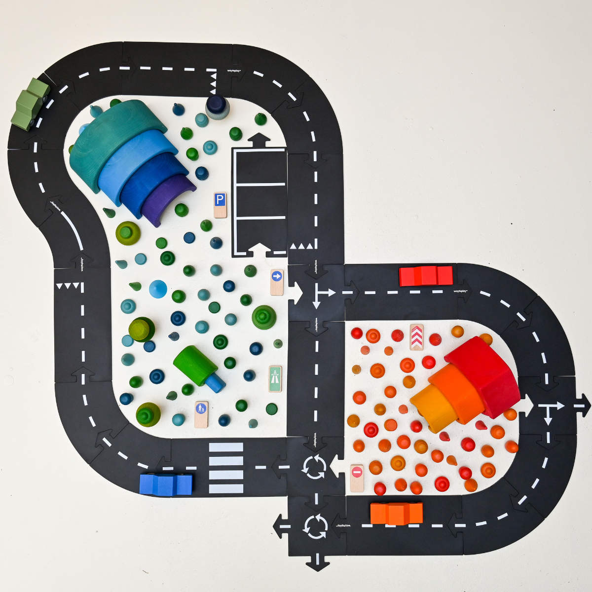 Waytoplay Highway Large Road Set – Flexible Spielstraße für Kinder, 24-teilig