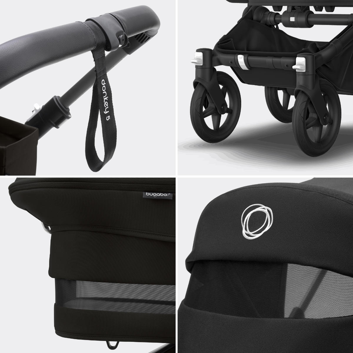 Bugaboo Donkey 5 Mono Kinderwagen in Schwarz - Detailansicht