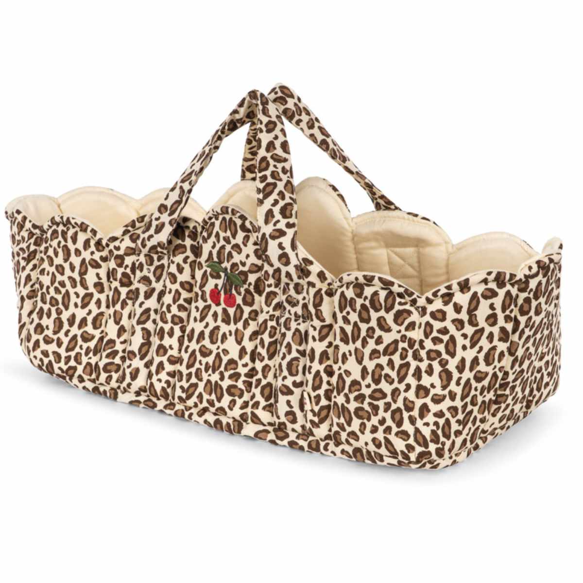 Leopard Muster Babytragetasche Creme - schräge Ansicht