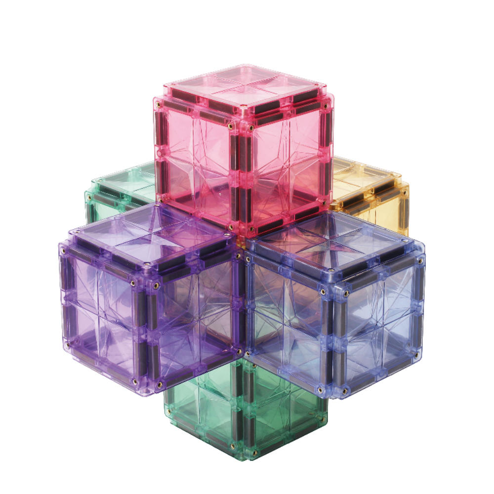 Cleverclixx Compact Set in Pastel Colors – 36 Pieces Magnetic Tiles