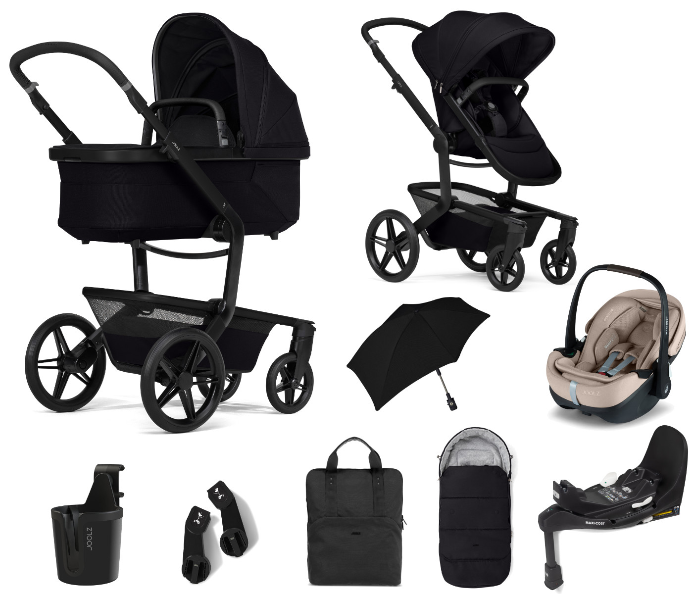 Joolz Day5 Kinderwagen Set All-in-One in Schwarz - schräger Ansicht