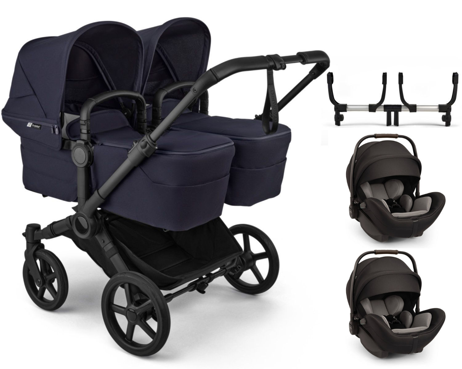 Bugaboo Donkey 6 Twin Kinderwagen in Blau - schräge Ansicht