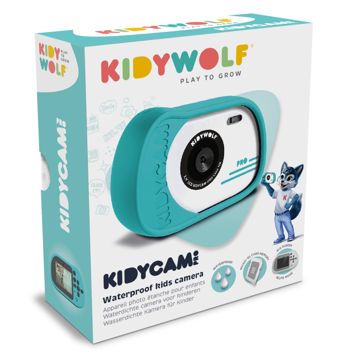 KIDYWOLF KIDYCAM Pro Kamera türkis - schräge Ansicht