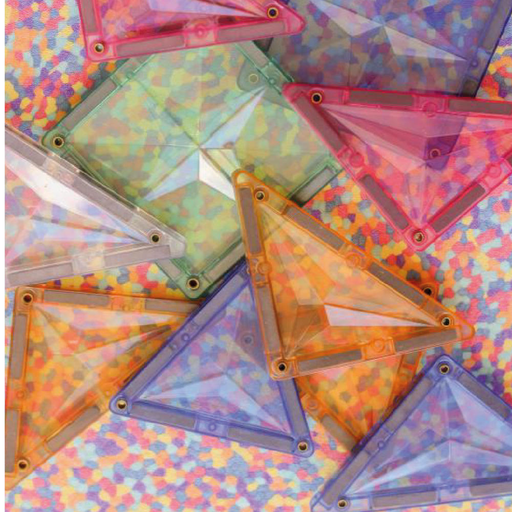 Cleverclixx Compact Set in Pastel Colors – 36 Pieces Magnetic Tiles