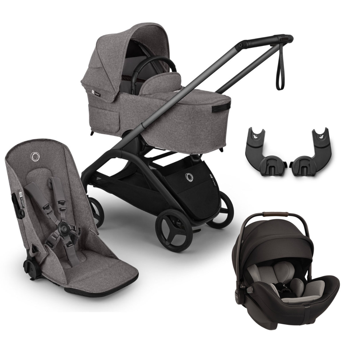 Bugaboo Kombi-Kinderwagen in Grau - schräge Ansicht