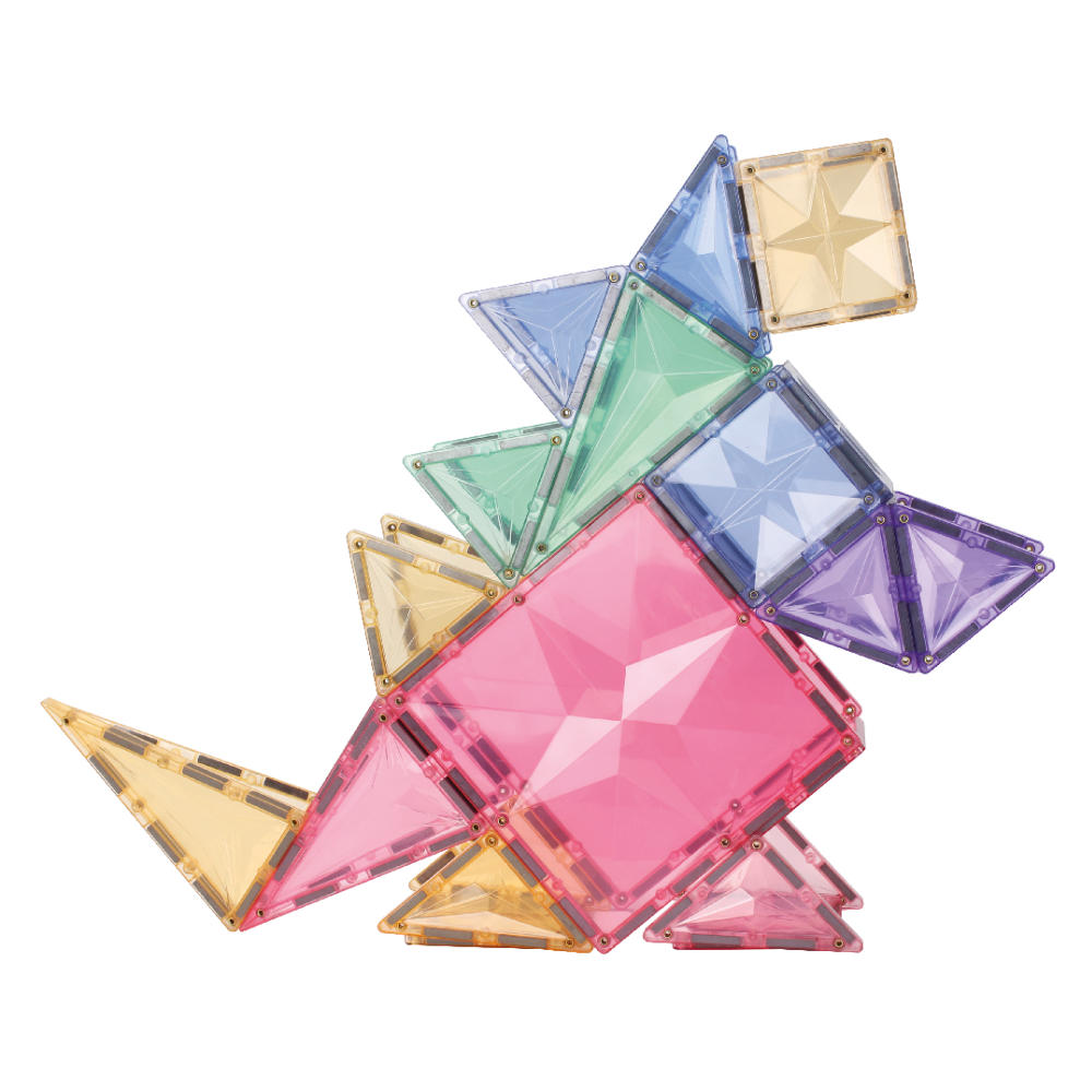 Cleverclixx Compact Set in Pastel Colors – 36 Pieces Magnetic Tiles
