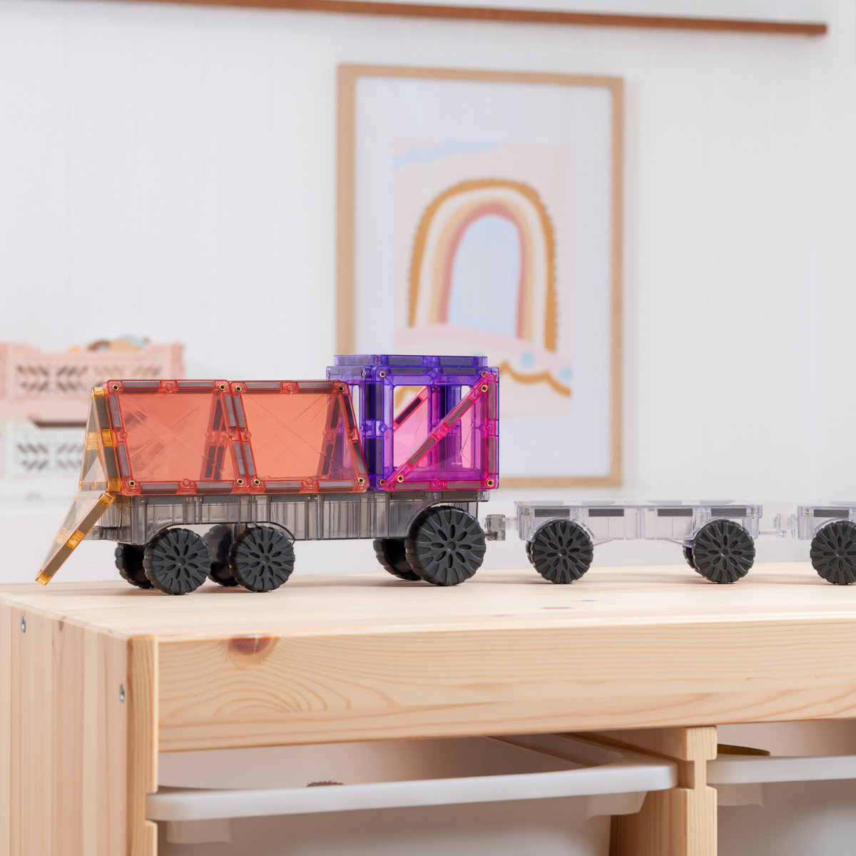Connetix Magnetic Tiles Pastel Transport Pack – 50 Pieces
