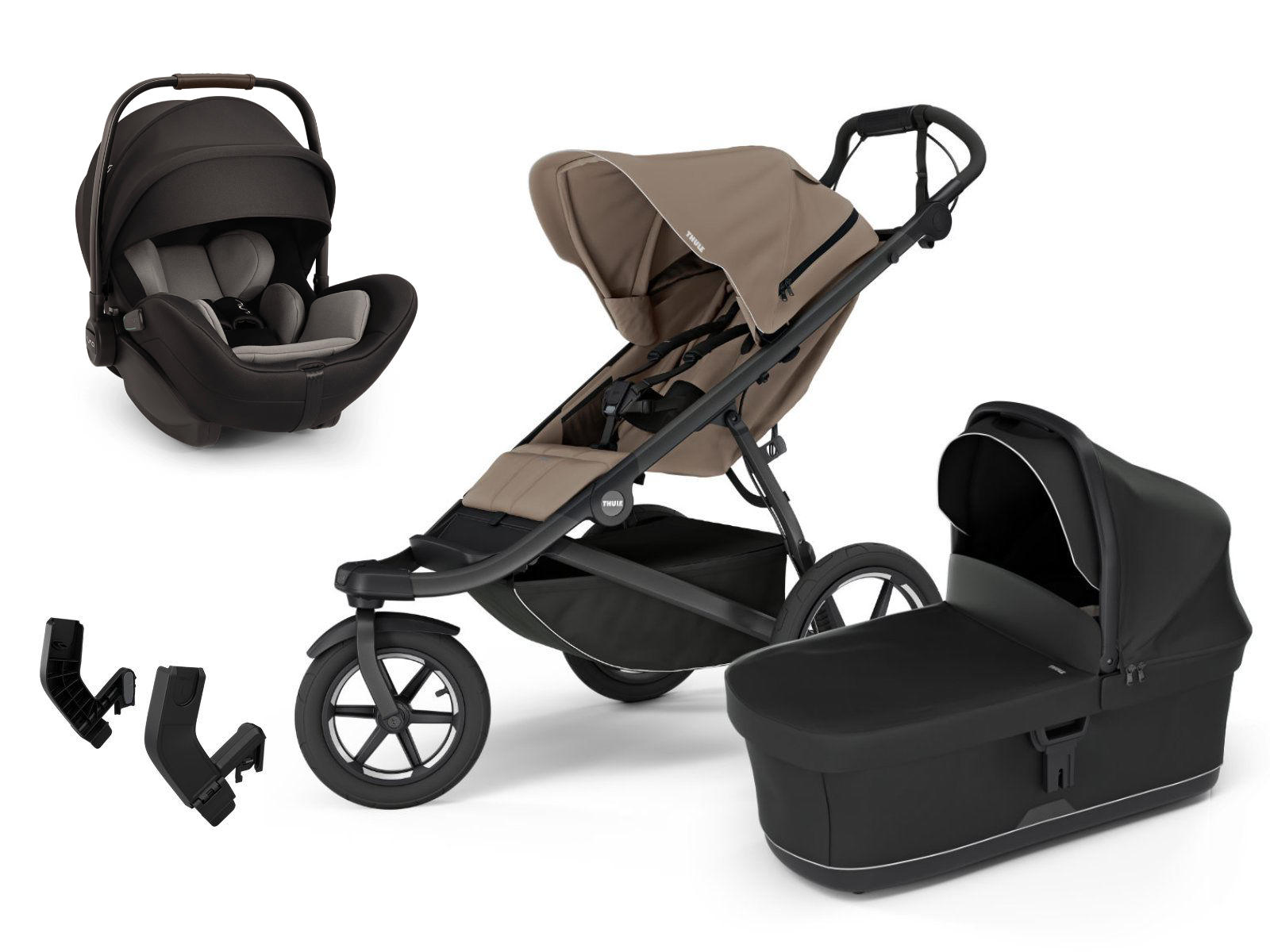 Thule Urban Glide 2 Kombiset in Schwarz und Beige - schräge Ansicht