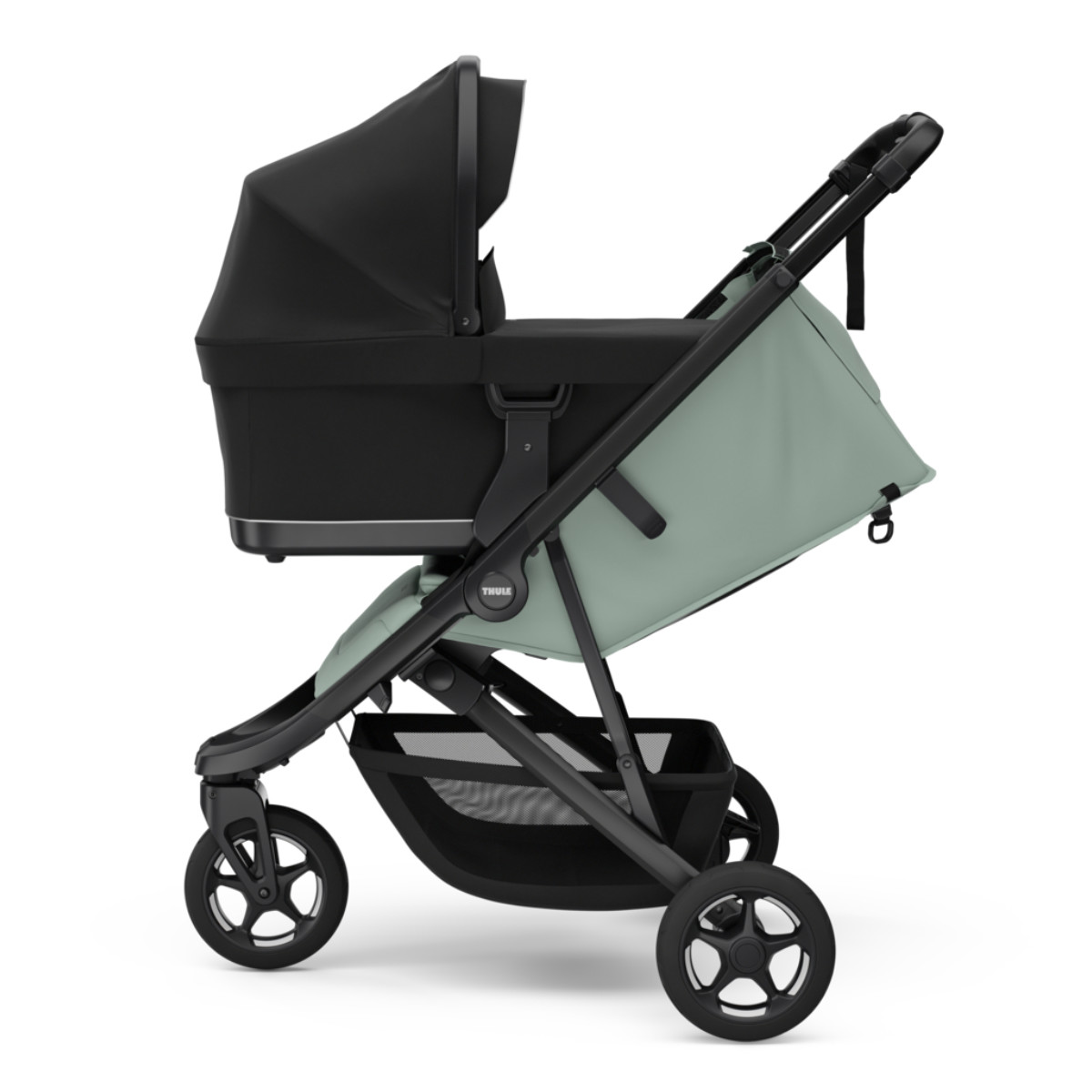 Thule Spring 2 Kombikinderwagen in Schwarz und Mintgrün - Seitenansicht