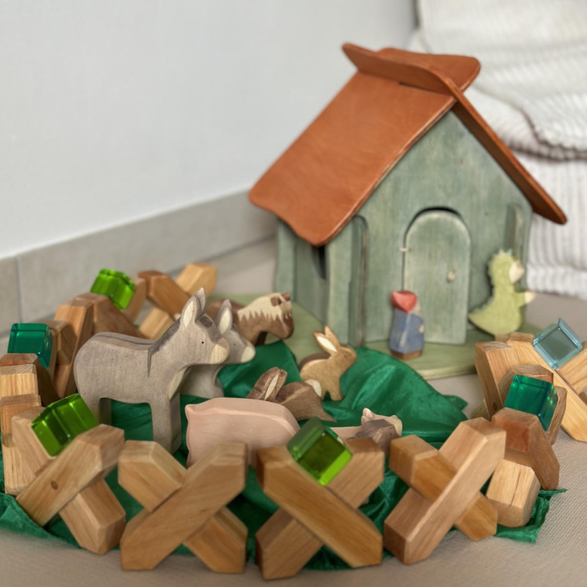 Bauspiel X-Blokken 48-delig Holz - schräge Ansicht
