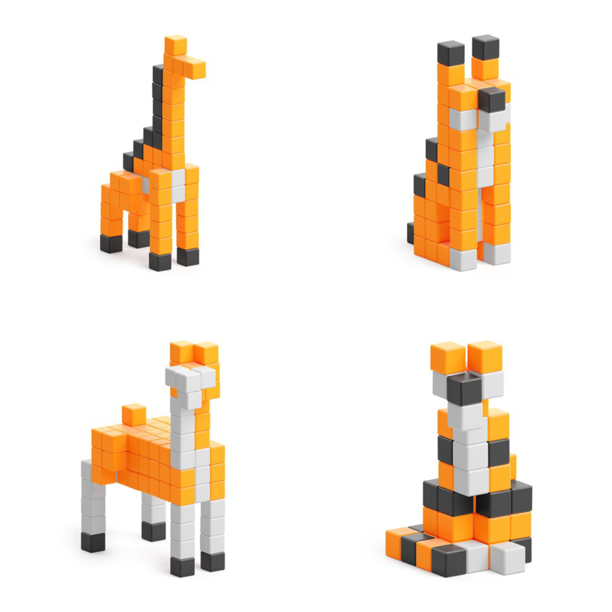 PIXIO Magnetische Bausteinwürfel Orange Animals 162 Stk