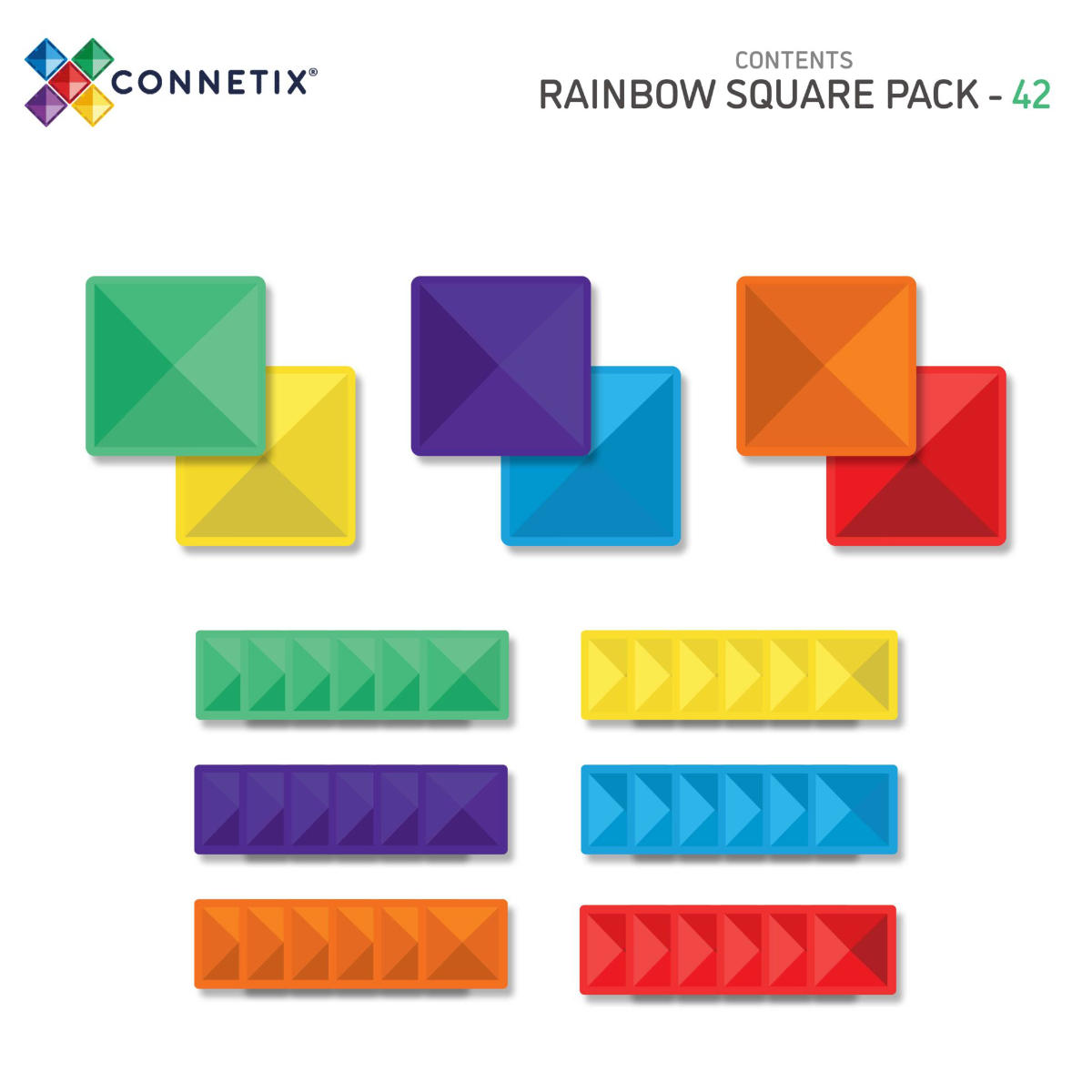 Connetix Magnetbausteine Set - Rainbow Quadrate - 42 Teile