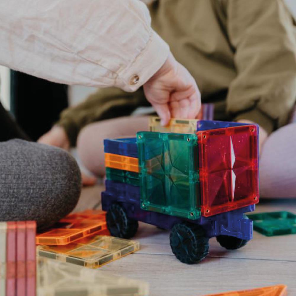 Cleverclixx Car Set in Bright Colors – 25 Pieces Magnetic Tiles