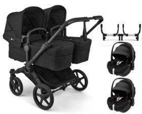 Zwillingskinderwagen in Schwarz - schräge Ansicht