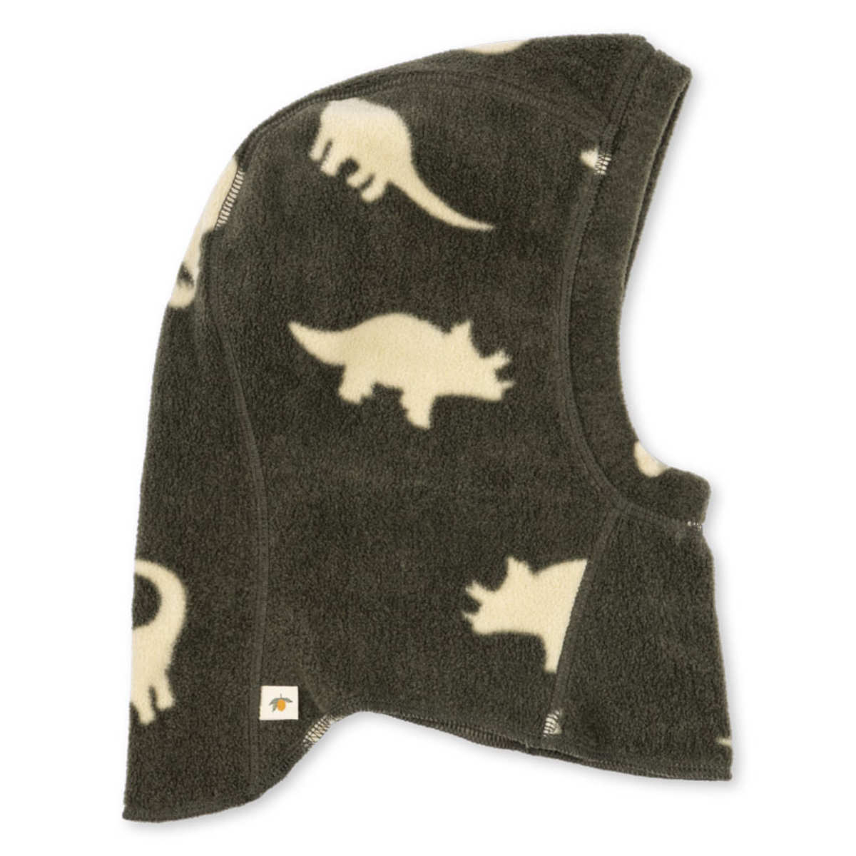 Kinder Dino-Beanie in Grau - Seitenansicht