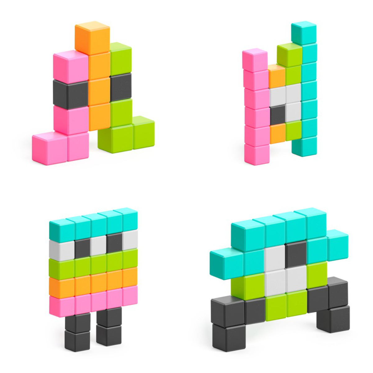 PIXIO Magnetische Bausteinwürfel Mini Monsters 100 Stk