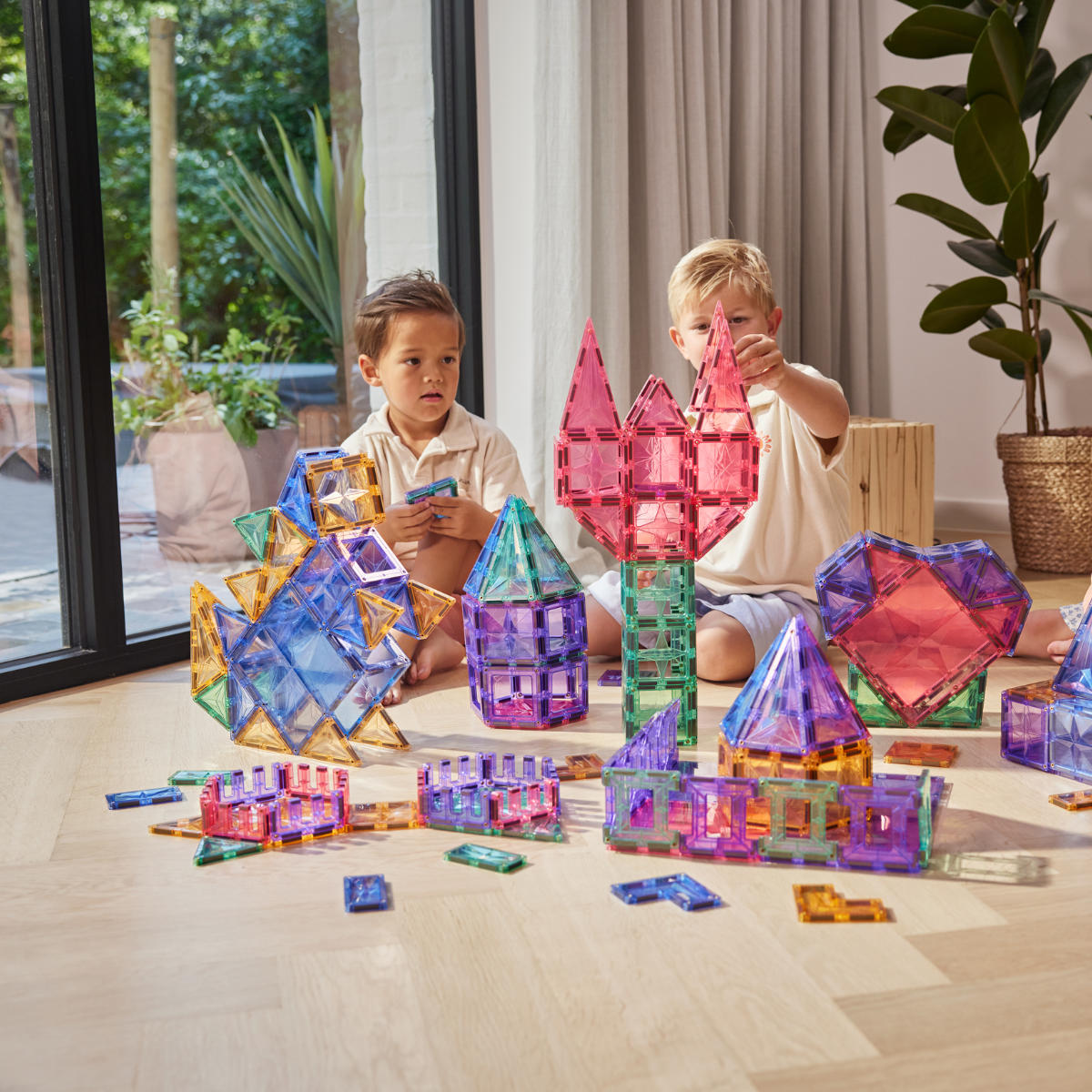 Cleverclixx Mega-Kreativ-Bausatz in Pastellfarben – 210 Teile Magnetbausteine