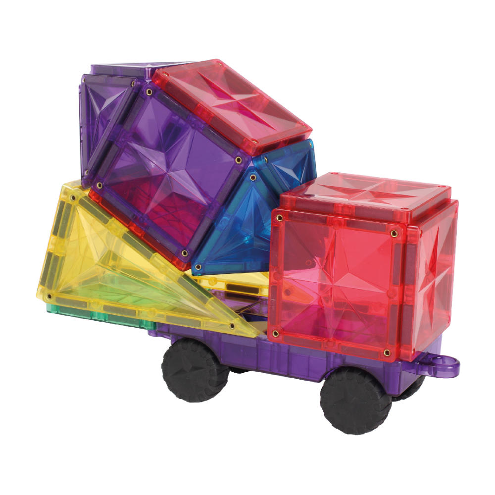 Cleverclixx Car Set in Bright Colors – 25 Pieces Magnetic Tiles