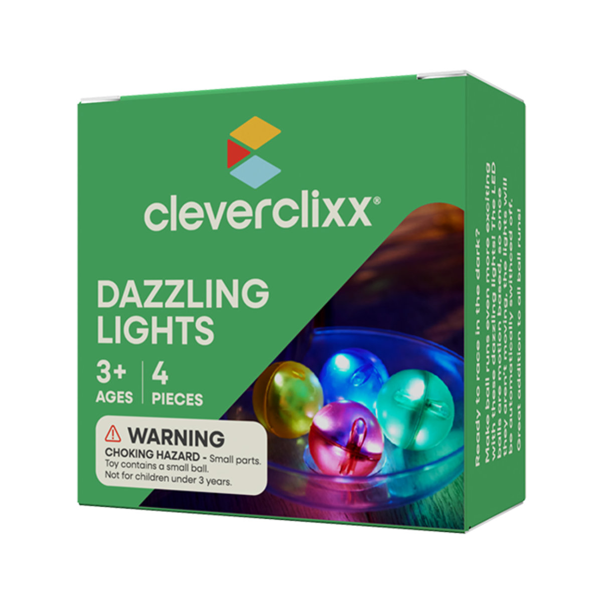 Cleverclixx Light Effect Ball Set – 4 Magnetic Balls for Marble Runs