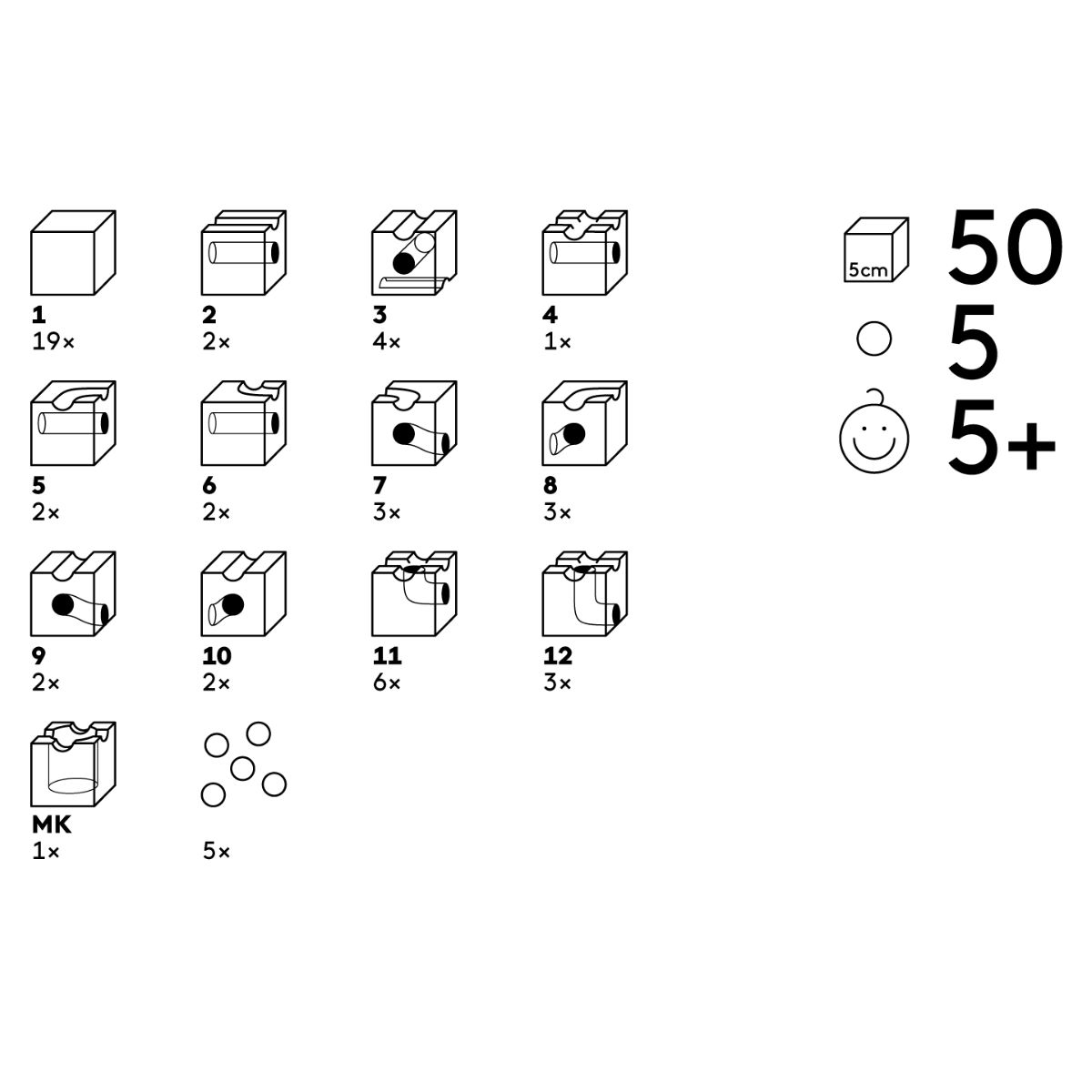 CUBORO Kugelbahn STANDARD 50 das Starter Set, 50-teilig