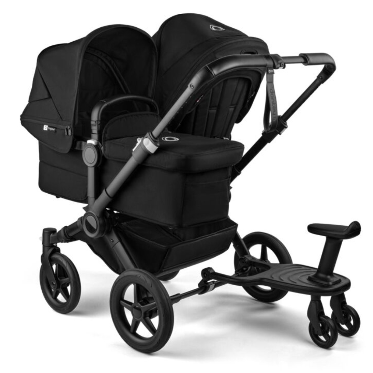 Bugaboo Mitfahrbrett mit Sitz in Schwarz - schräge Ansicht