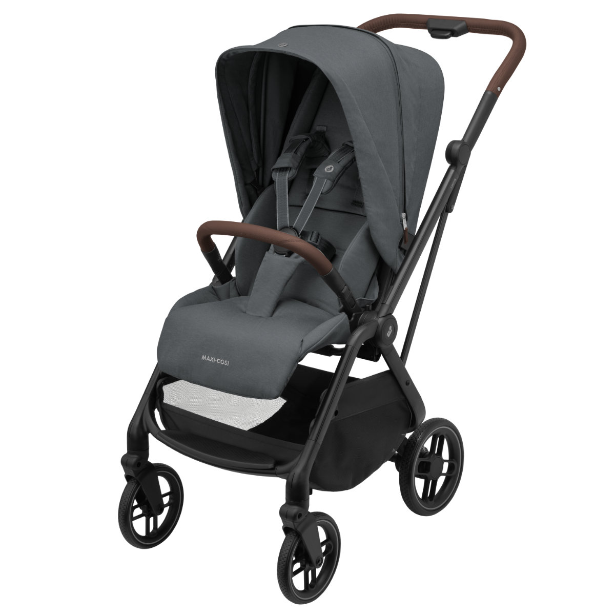 Maxi Cosi Leona 2 Kinderwagen in Grau - schräge Ansicht
