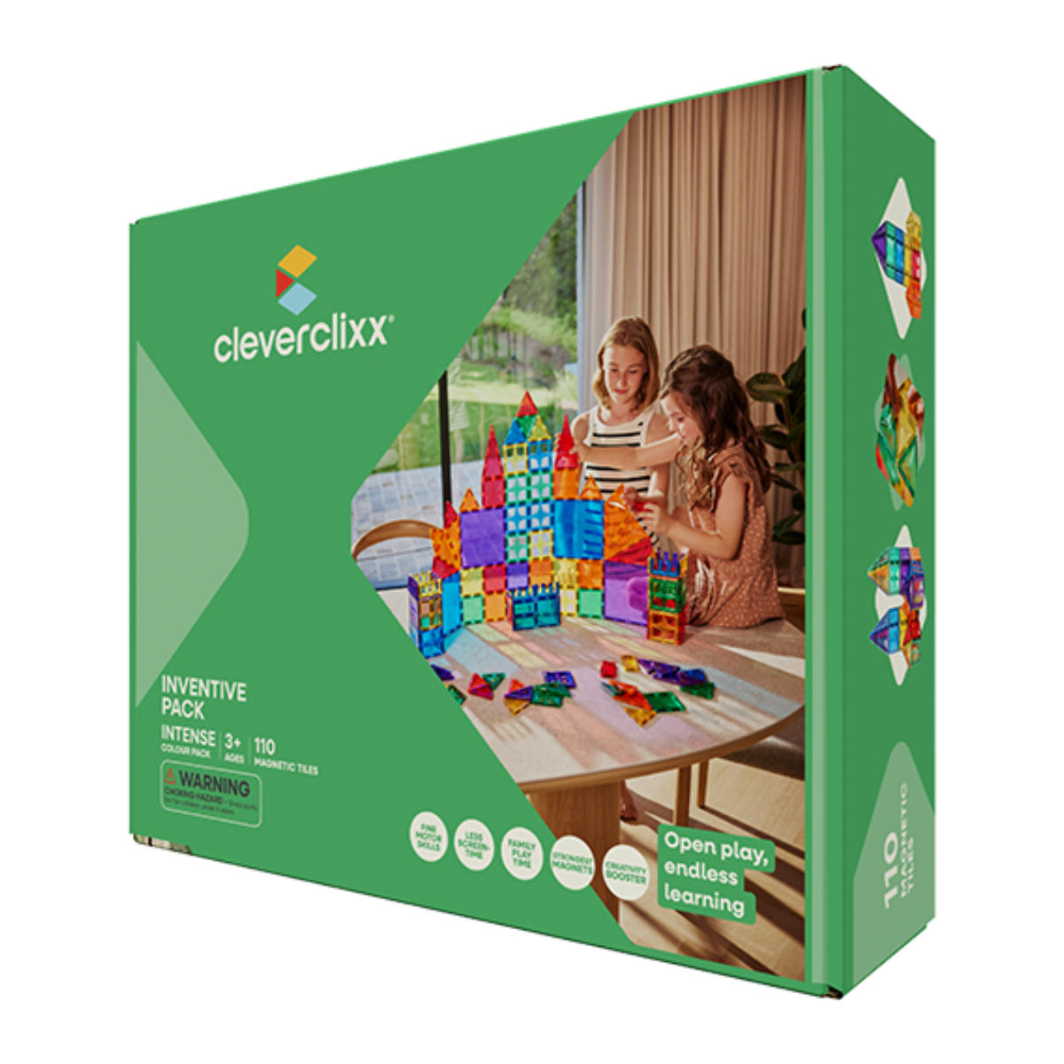 Cleverclixx Erfindungs-Bausatz in Knallfarben – 110 Teile Magnetbausteine
