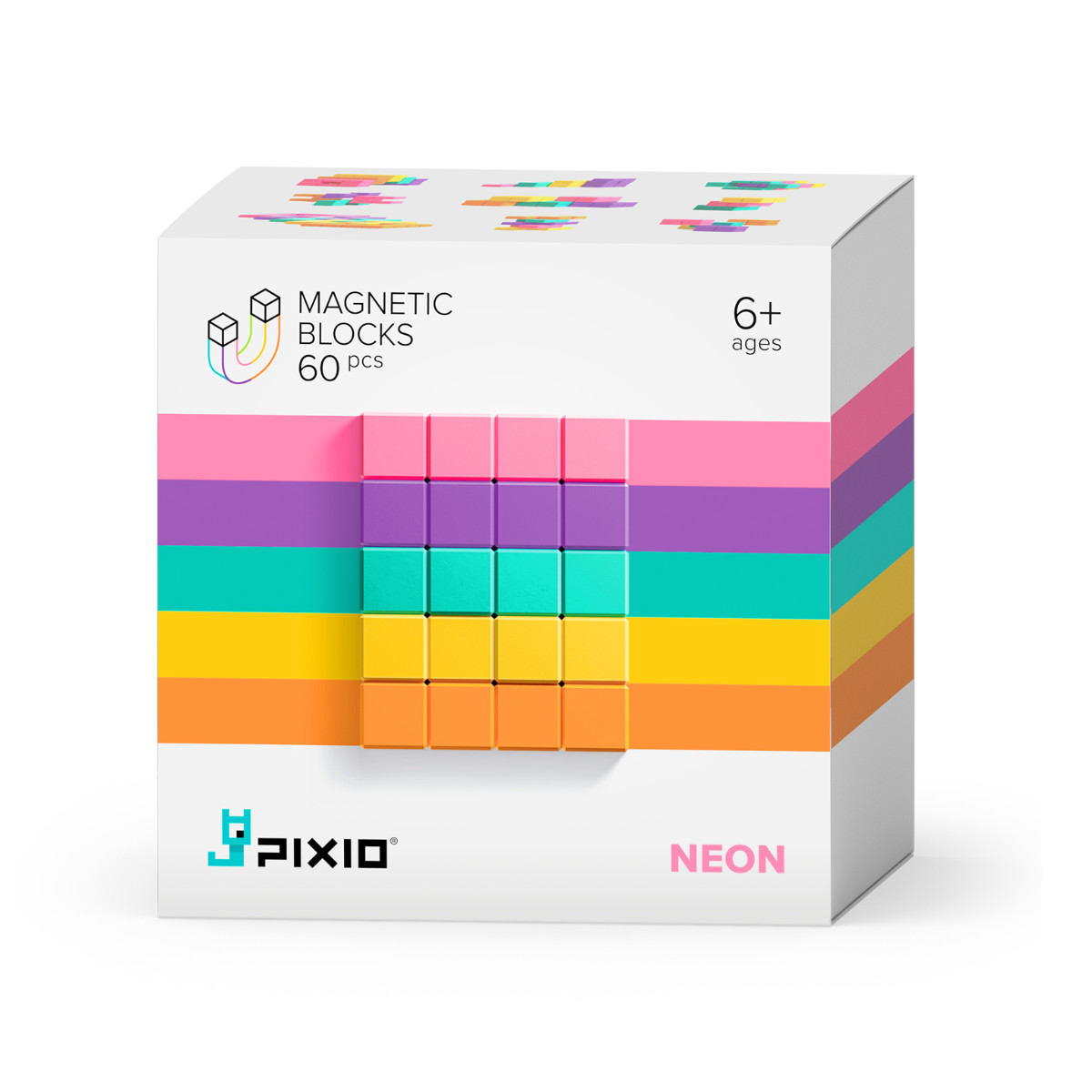 PIXIO Magnetische Bausteinwürfel Abstract Neon 60 Stk