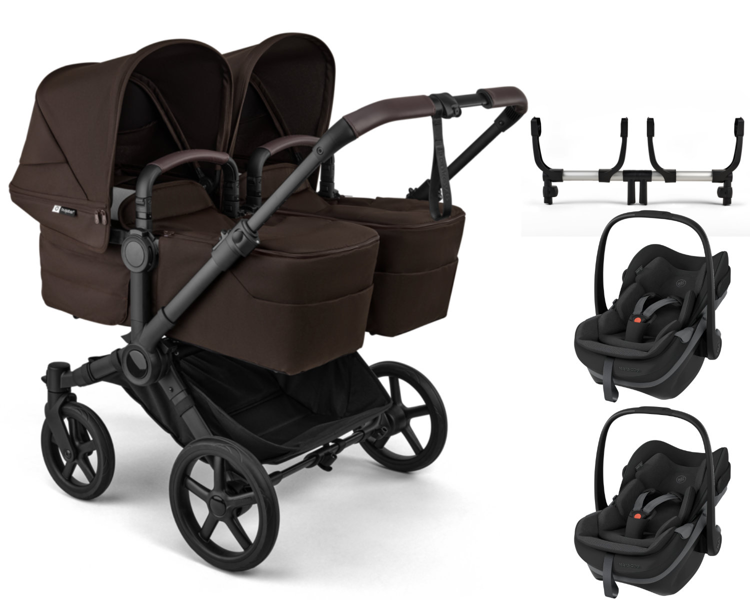 Bugaboo Donkey 5 Duo Kinderwagen in Braun - schräge Ansicht