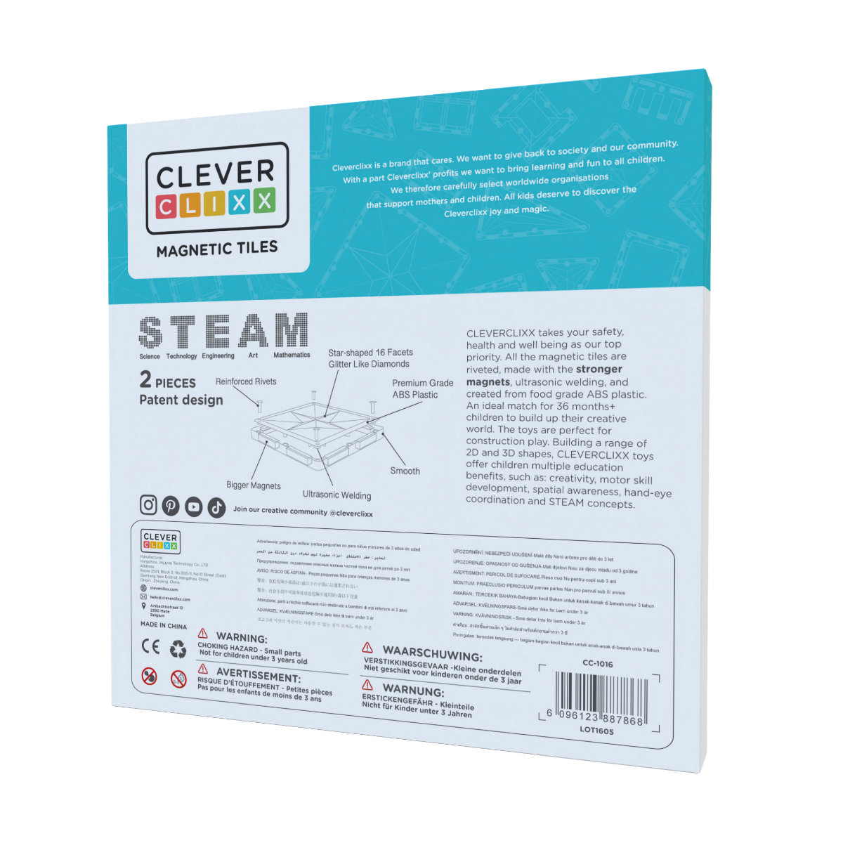 Cleverclixx Große Grundplatten Blau & Grün – 2 Magnetische Bauplatten