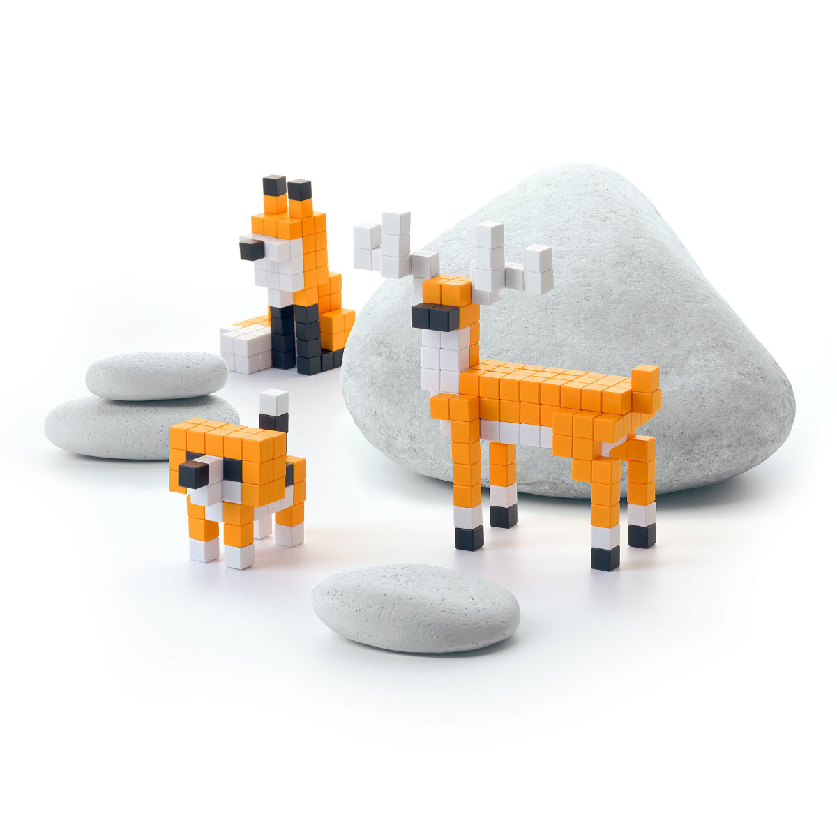 PIXIO Magnetische Bausteinwürfel Orange Animals 162 Stk