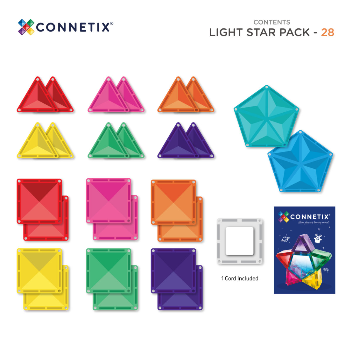 Connetix Magnetbausteine Light Up Star Pack – 28 Teile