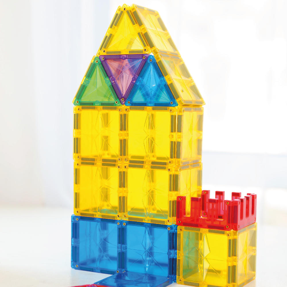 Cleverclixx Original Set in Bright Colors – 60 Pieces Magnetic Tiles