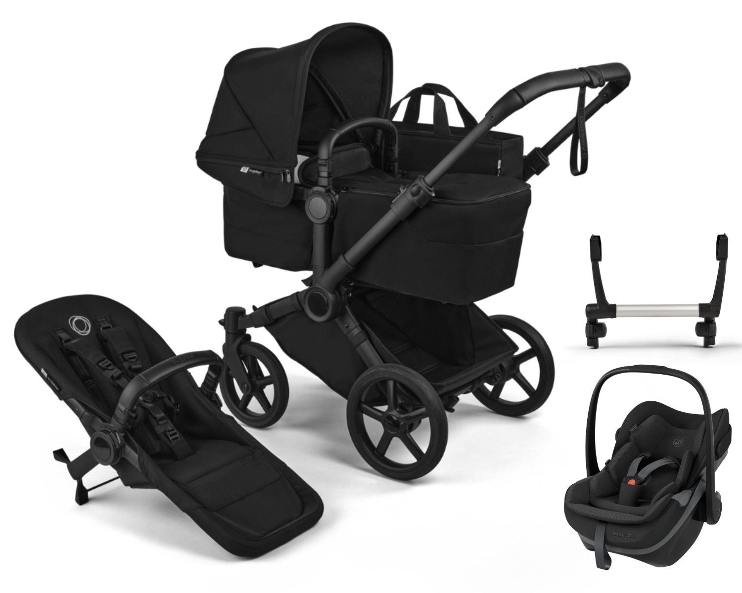 Bugaboo Donkey 6 Mono Kinderwagen Set 3 in 1 Schwarz - Seitenansicht