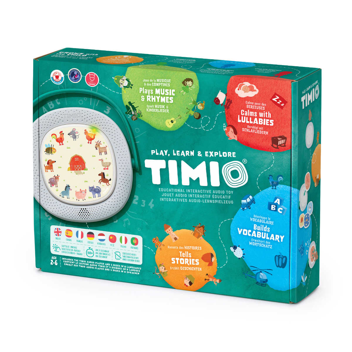 TIMIO Interaktives Audio-Lernspielzeug Starter Kit mit Player & 5 Discs