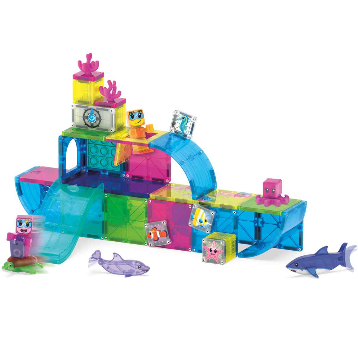 Magna-Tiles Undersea Adventure 58 Teile - bunte schräge Ansicht