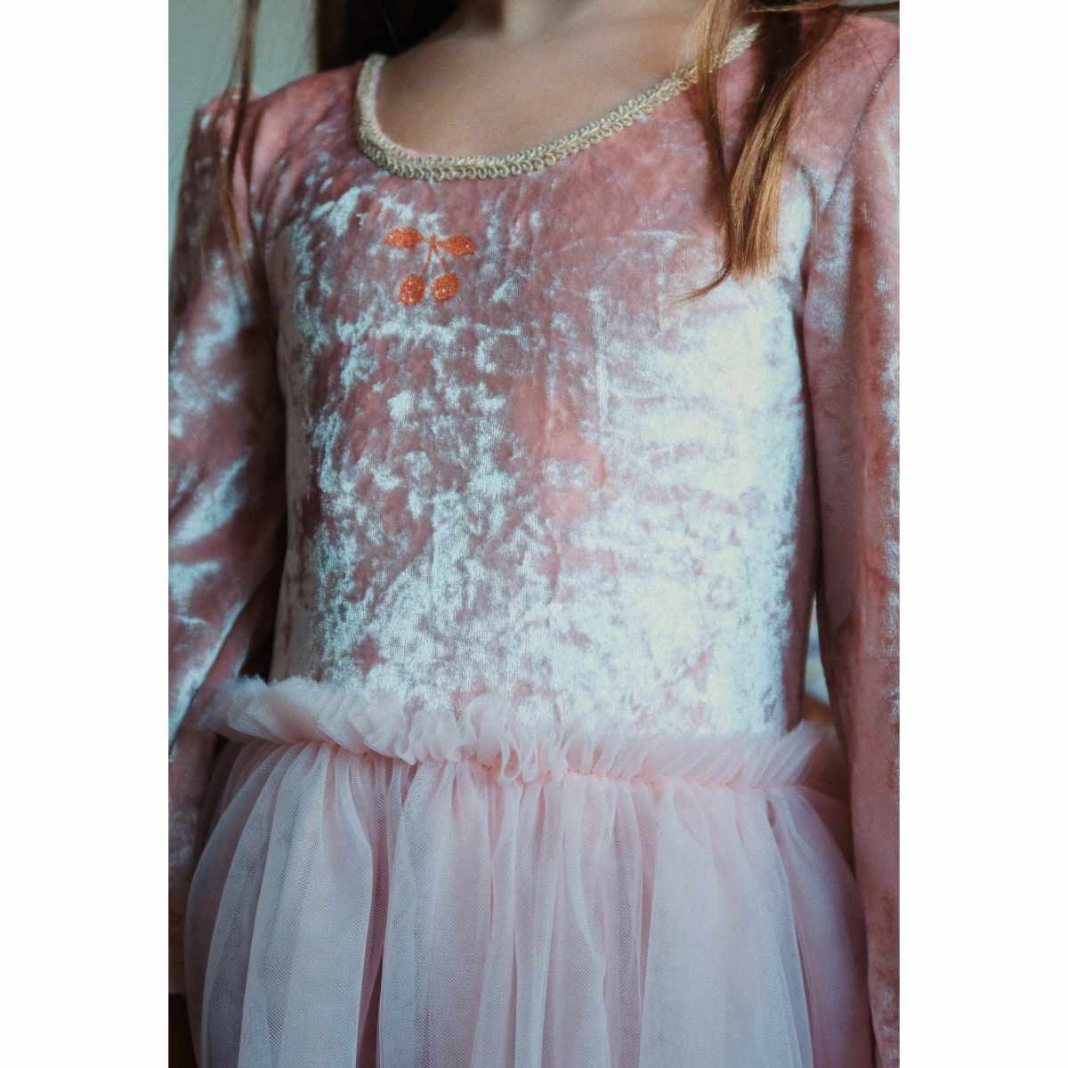 Konges Sløjd Elisa Prinzessin Kostüm Cloud Pink – Kleid mit Samt & Tüll