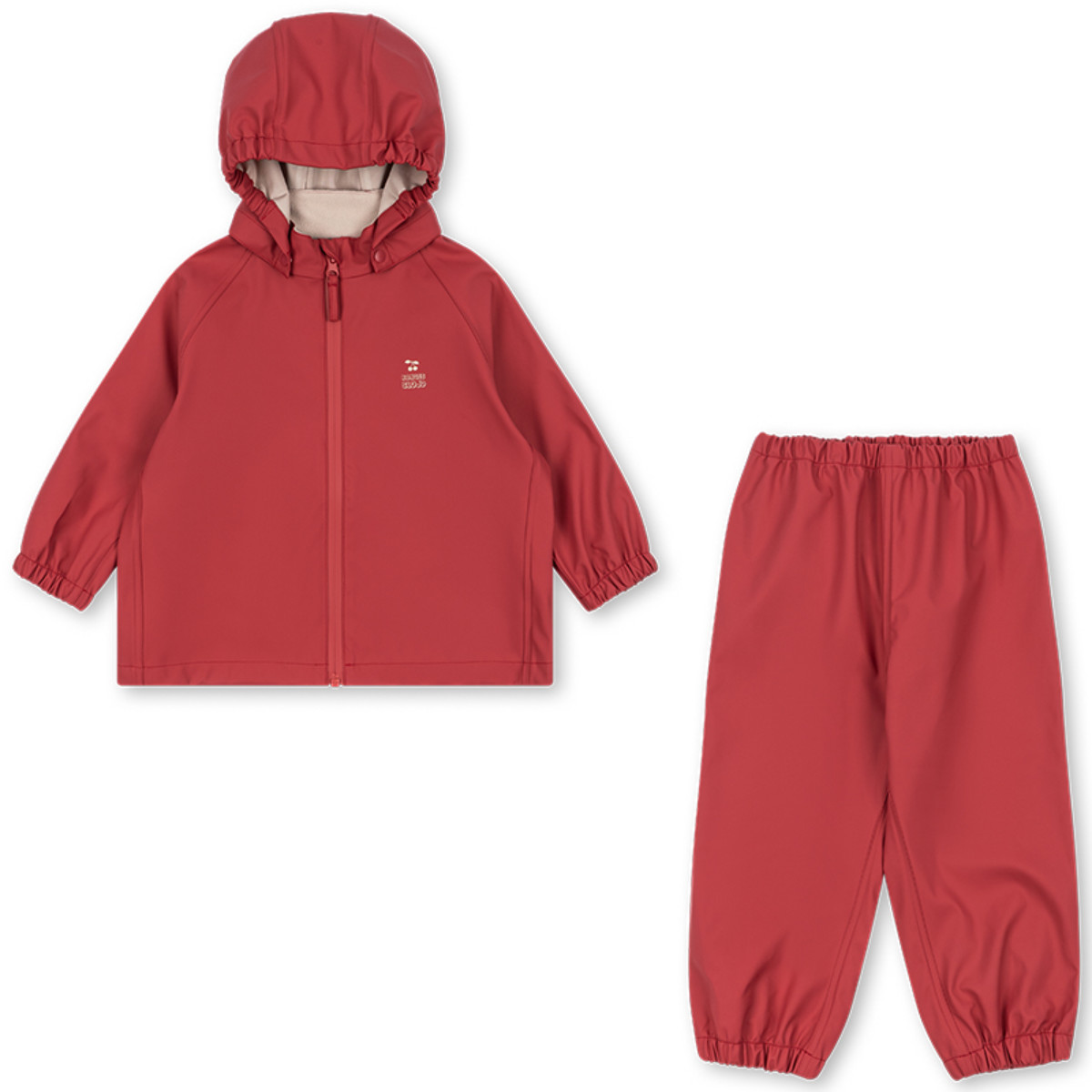 Rotes Kinder-Regenanzug-Set - Draufsicht