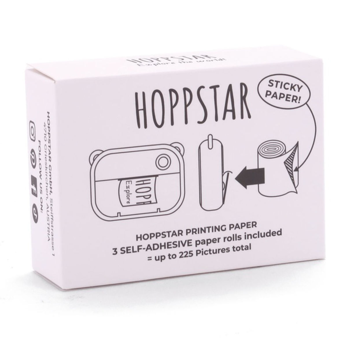 Hoppstar Selbstklebende Papierrollen 3er Nachfüllpack - White