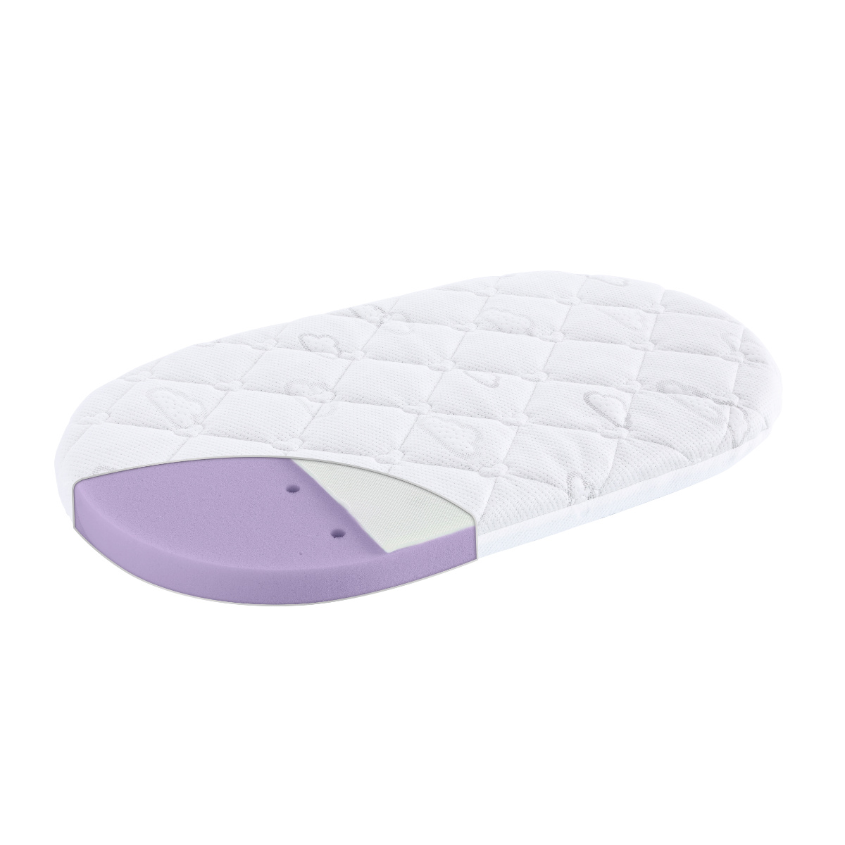 Träumeland Matratze Brise Light T030703M in Weiß/Violett - schräge Ansicht