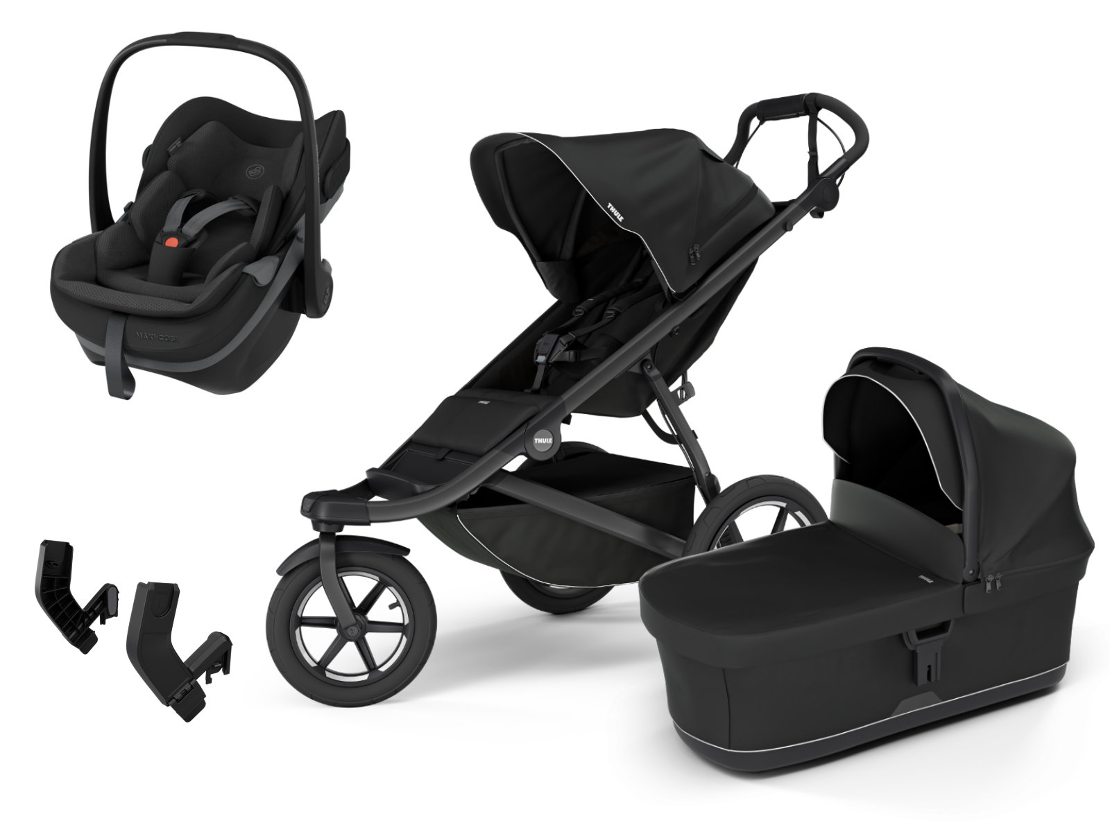 Thule Urban Glide 3 Kinderwagen Set in Schwarz - Ganzansicht