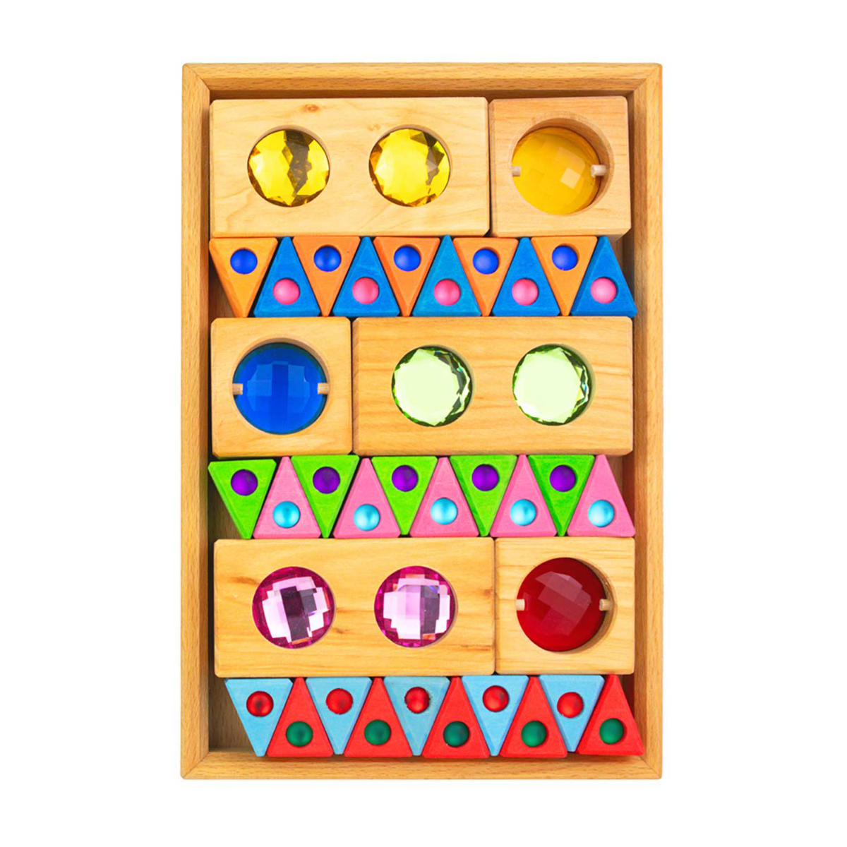 Bauspiel Verzamelbox 36-delig - bunte Draufsicht