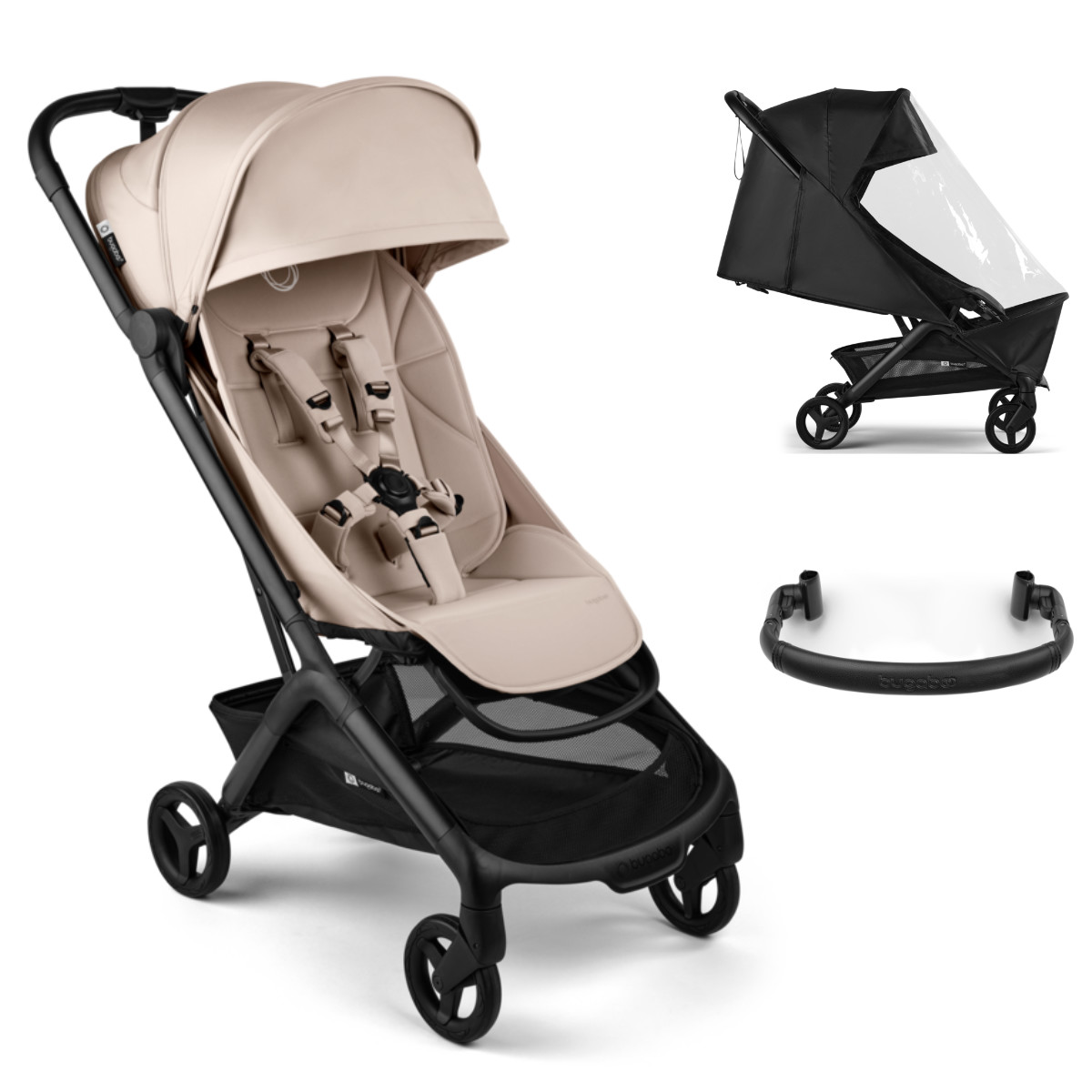 Bugaboo Butterfly 2 Buggy Set 3 in 1 in Beige - schräge Ansicht